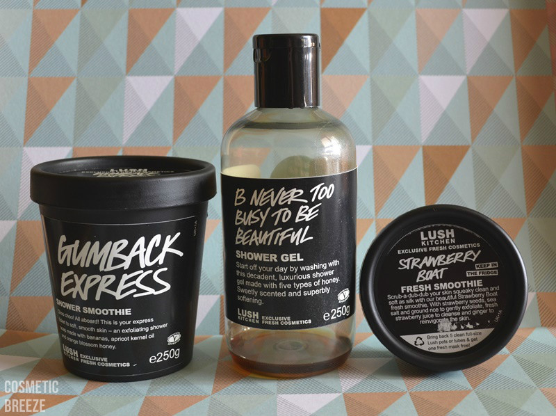 lush kitchen - productos terminados - B Never Too Busy To Be Beautiful, Gumback Express y Strawberry Boat