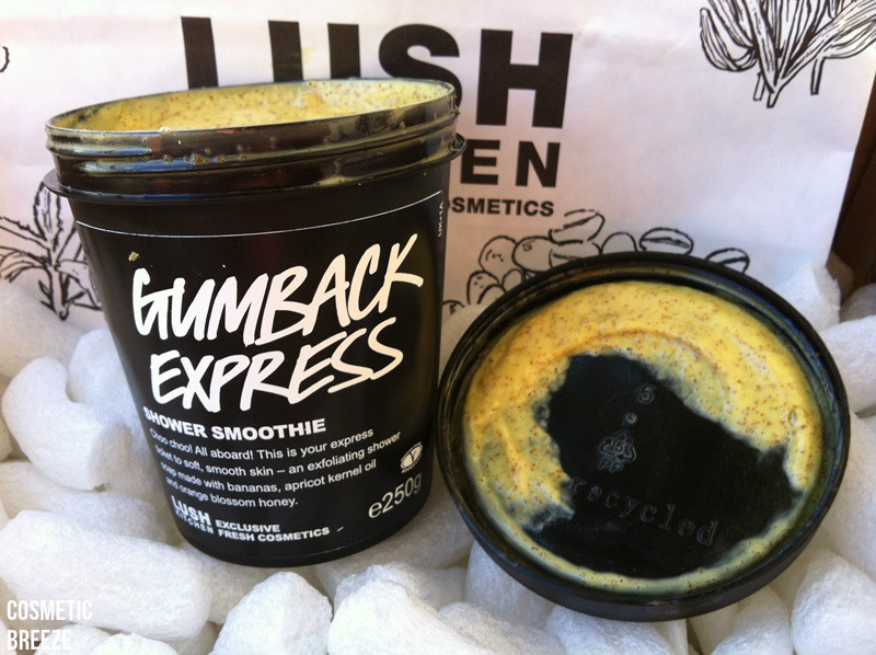 lush kitchen - productos terminados - Gumback Express bote y textura del jabón cremoso exfoliante