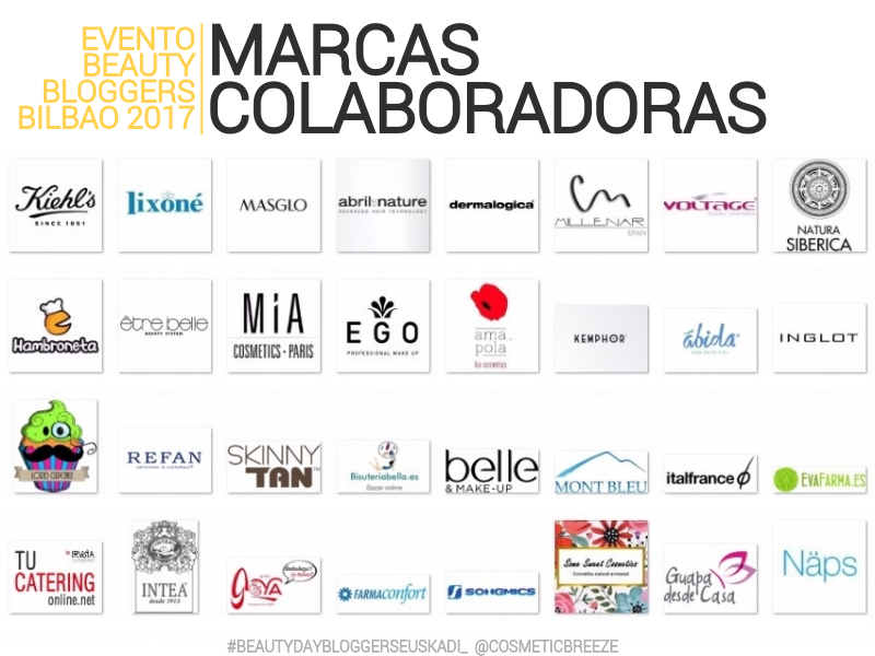 evento beauty bloggers bilbao 2017 marcas colaboradoras