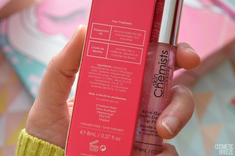 Lookfantastic Beauty Box de Marzo 2018 - SKINCHEMIST Rose Quartz Lip Plumper Ingredientes